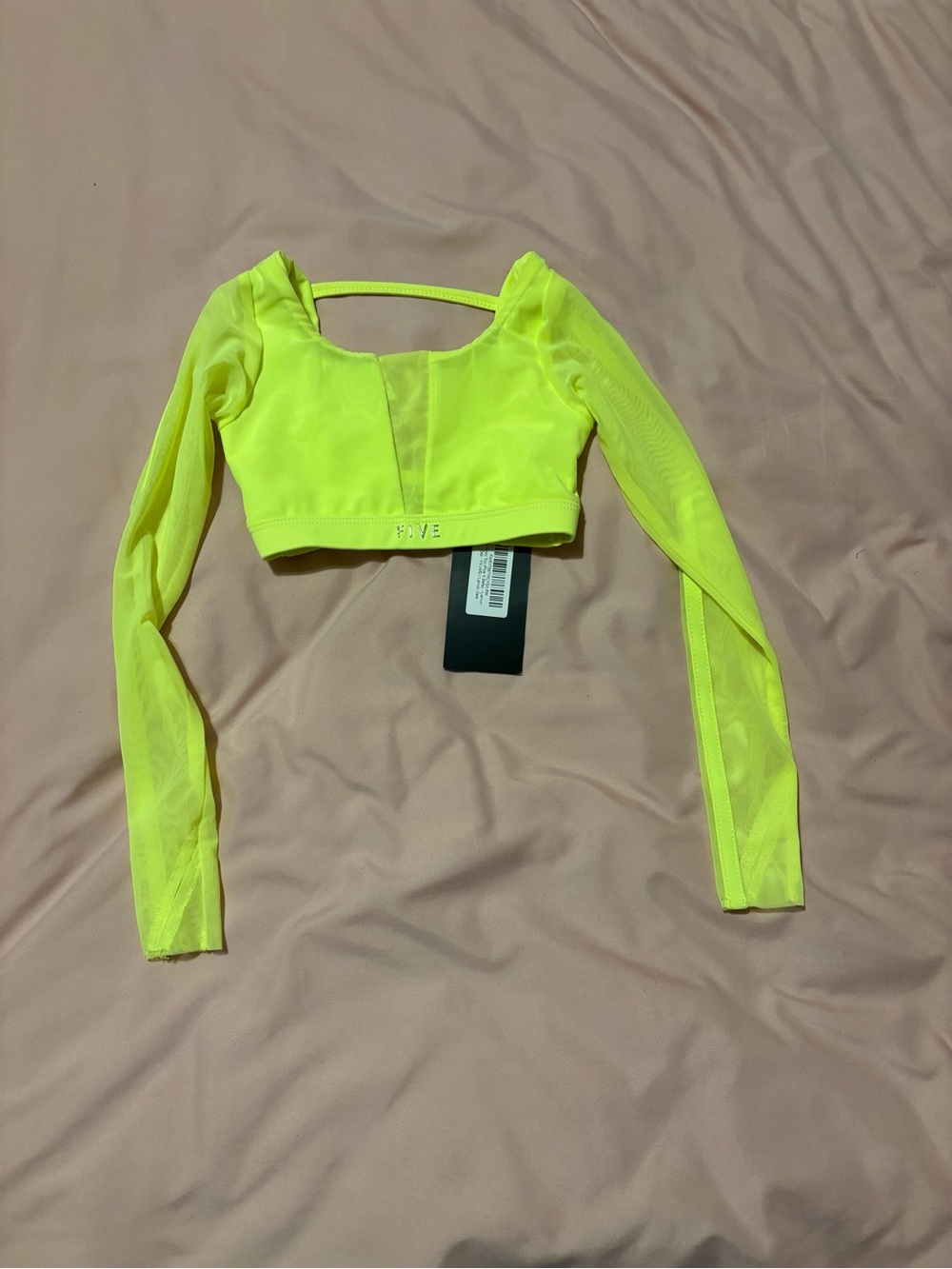 Neon Yellow Long Sleeve Crop Top NWT FIVE THE LABEL